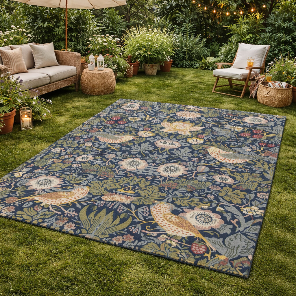 Hand Tufted Strawberry Thief Rug for Living Space Foyer Bedroom and Coxy Room