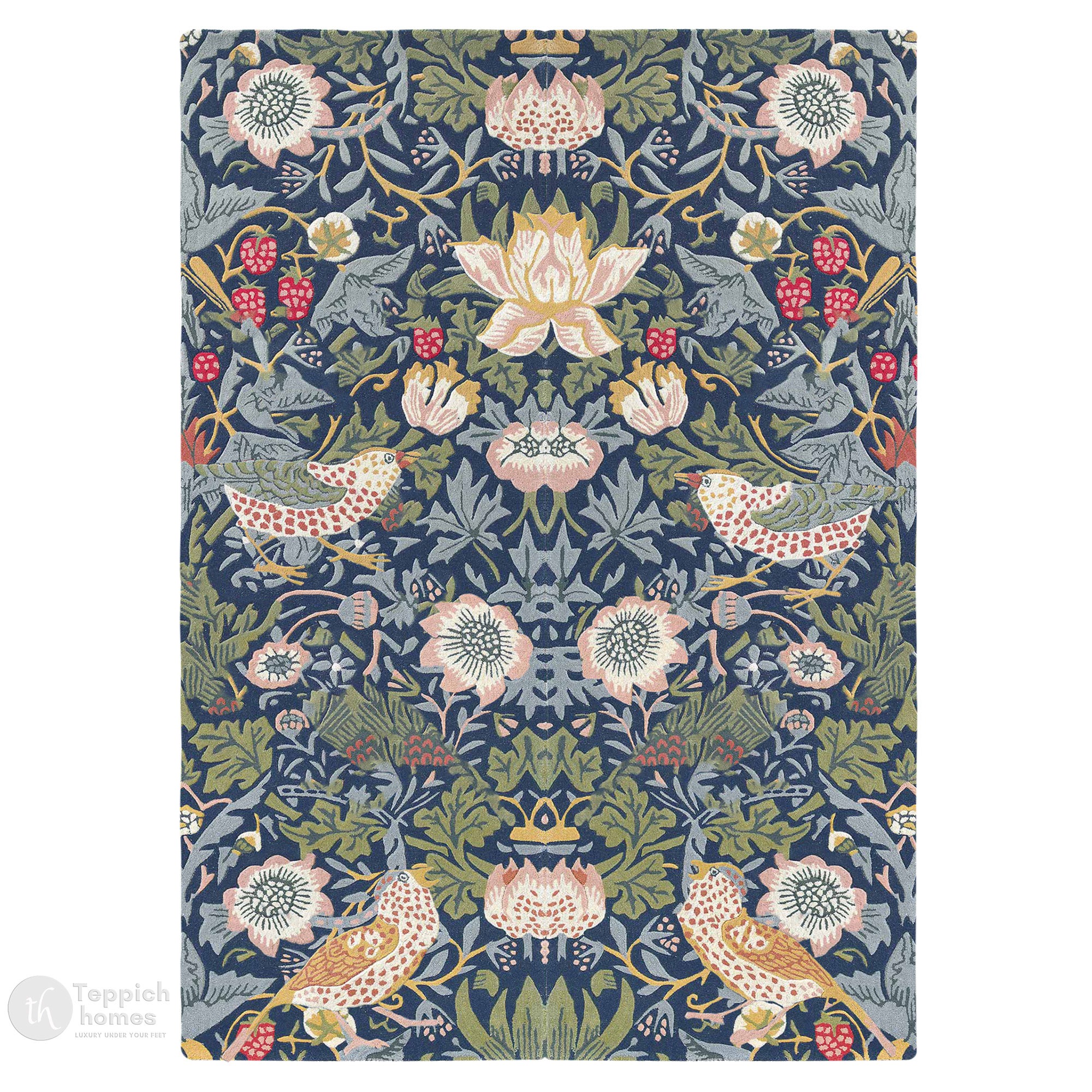 Hand Tufted Strawberry Thief Rug for Living Space Foyer Bedroom and Coxy Room