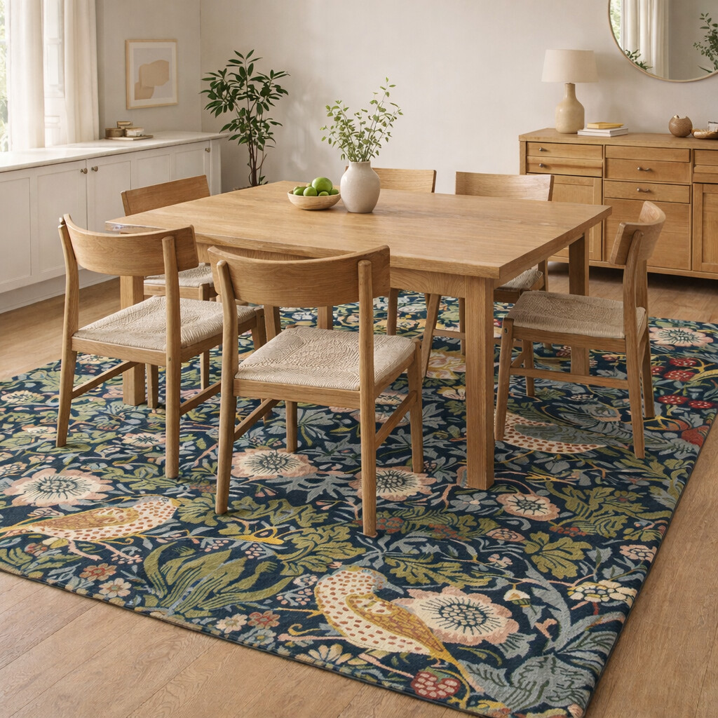 Hand Tufted Strawberry Thief Rug for Living Space Foyer Bedroom and Coxy Room