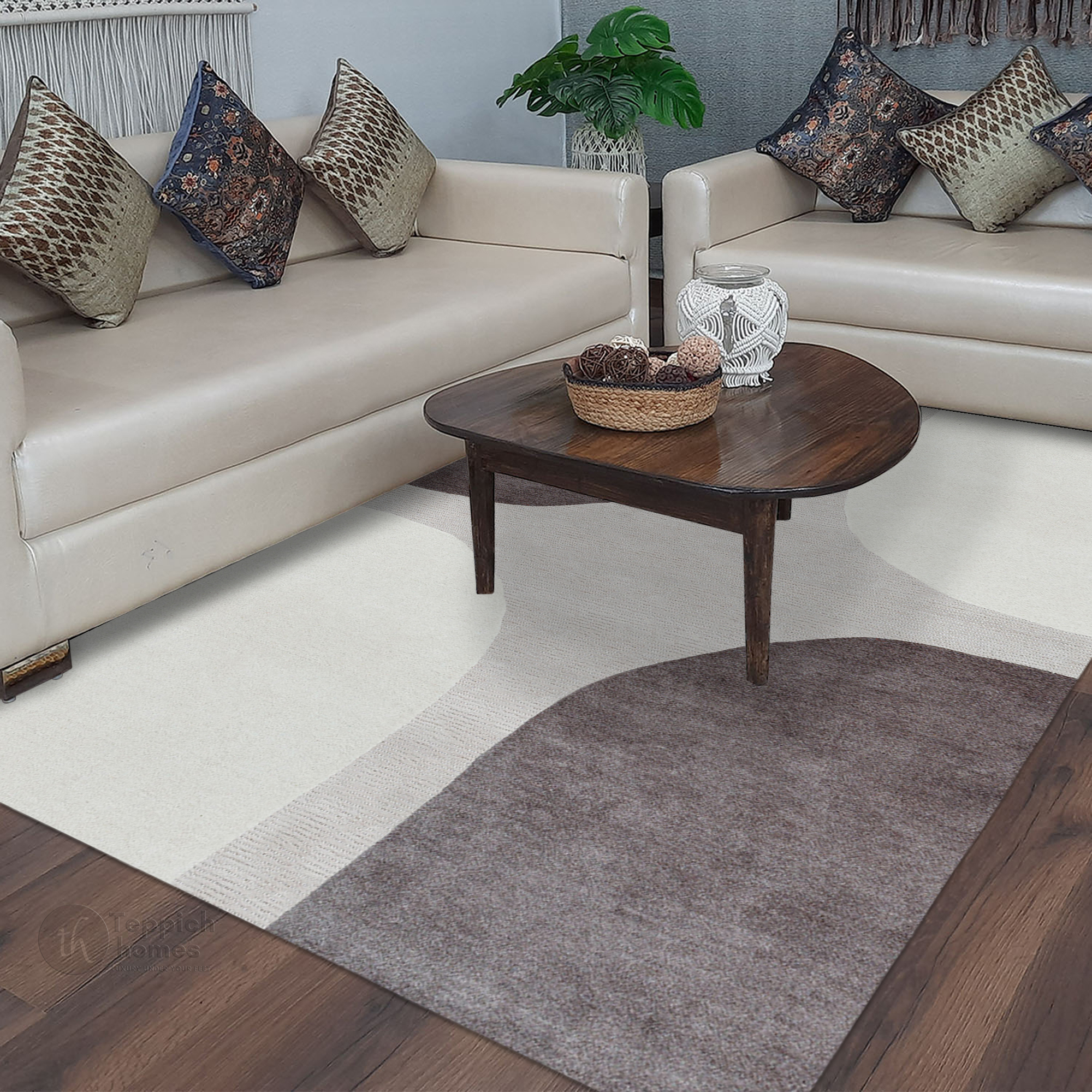 Modern Grey and White Geometric Area Rug Handmade Wool Carpet Contemporary Living Room and Bedroom Decor