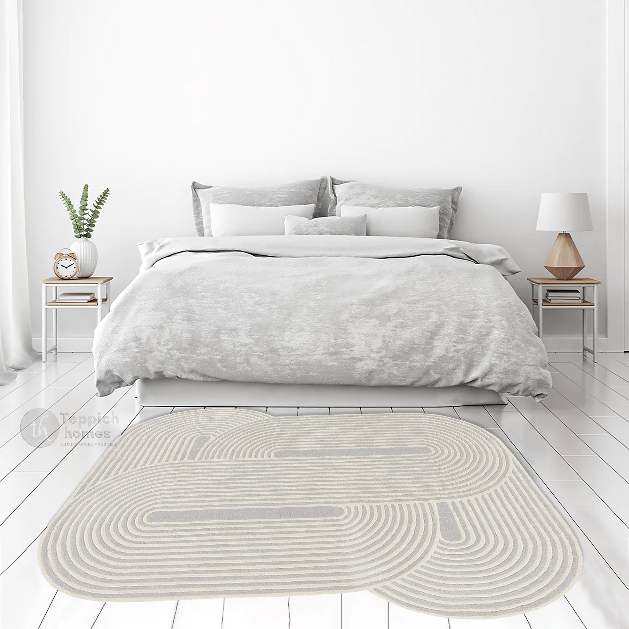 Modern handmade rugs  Geometric carpet  Area rug 6x8  Tufted carpets  Cream and Grey color  Bedroom Hallway
