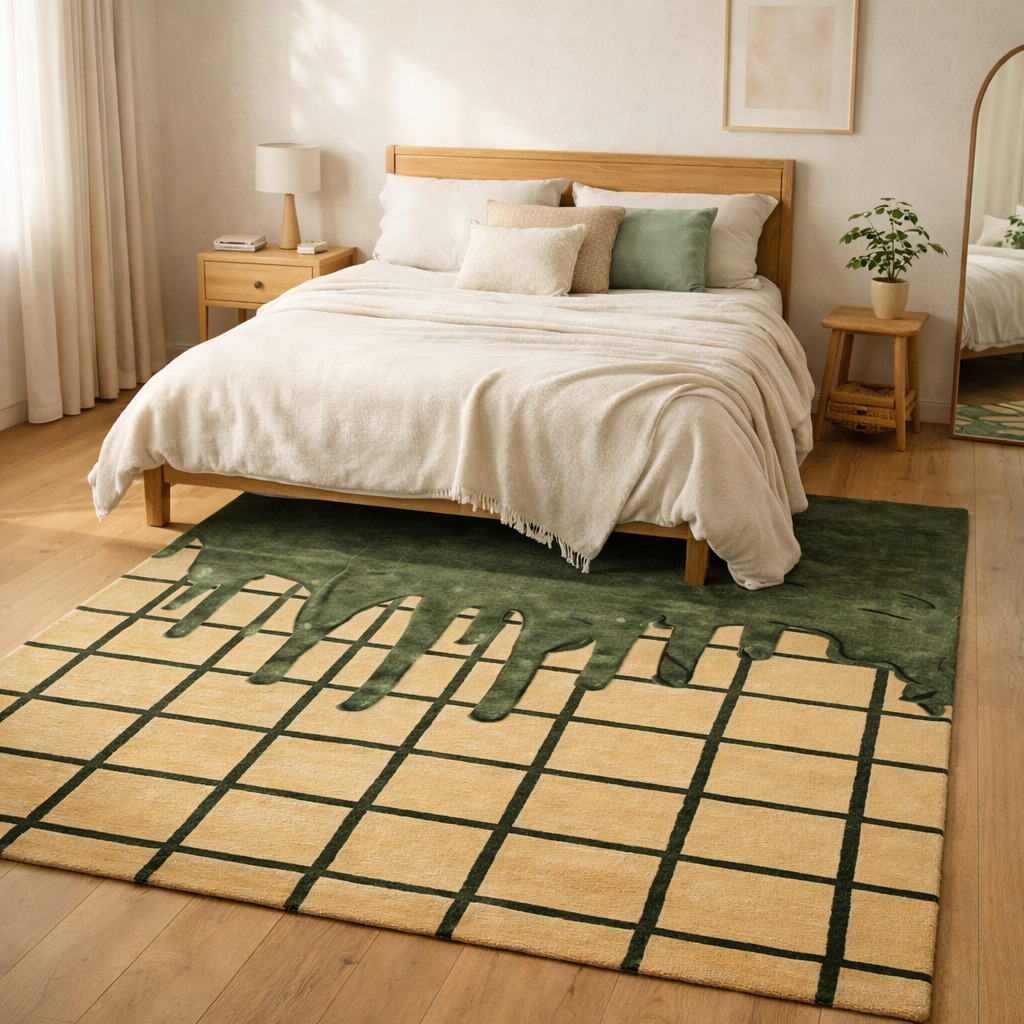 Handmade Tufted 9x10 9x12 9x13 10x13 Wool Area Rug Hand Tufted Bedroom Hallway Green Rug