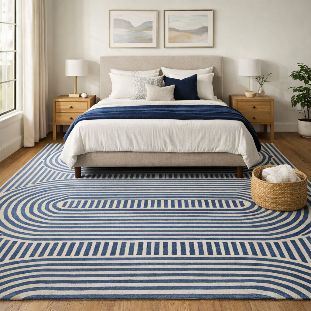 9x10 Bedroom rug  6x9 8x11 9x12 10x13  Tufted area rugs  Blue wool  Handmade carpet  Kids Living room