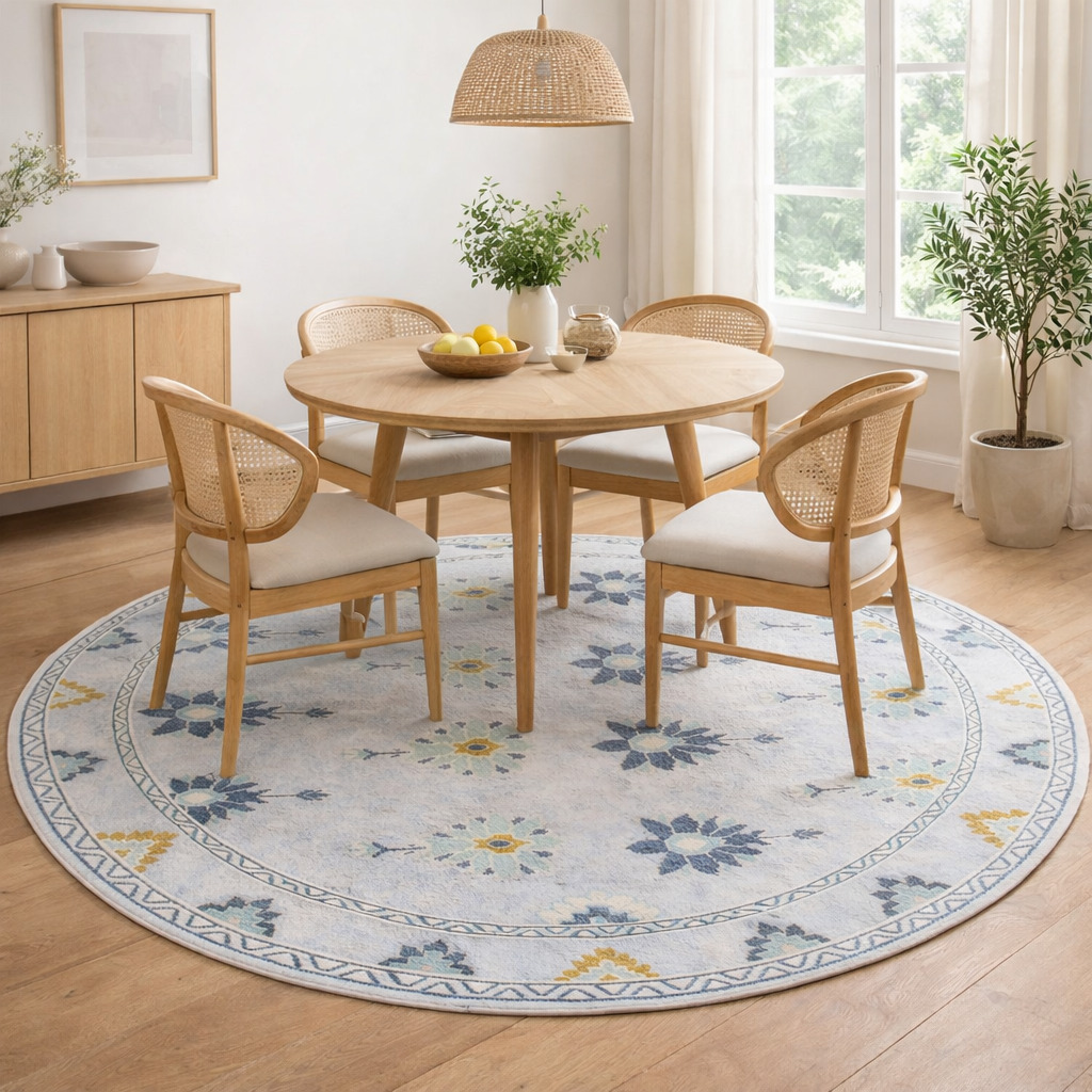 5x5 6x6 7x7 8x8 Handmade wool carpet Ivory color Geometric area rug Round shape Oushak knotted carpets