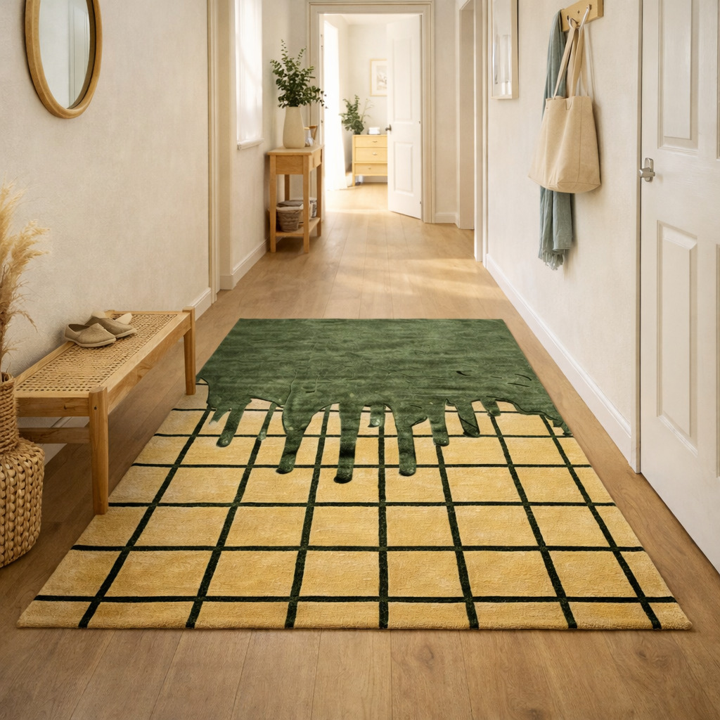 Handmade Tufted 9x10 9x12 9x13 10x13 Wool Area Rug Hand Tufted Bedroom Hallway Green Rug