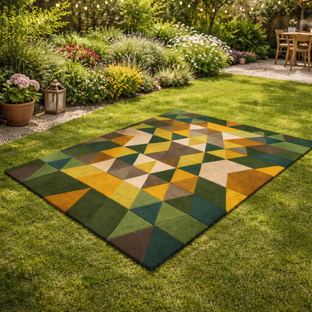 Hand Tufted Green Pattern Rug for living space and Coxy