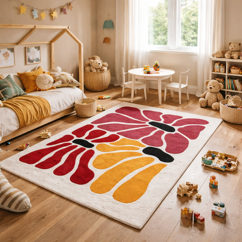 Hand Tufted Flower Wool Rug 5x7 5x8 6x8 6x9 Living Room Bedroom Tufte