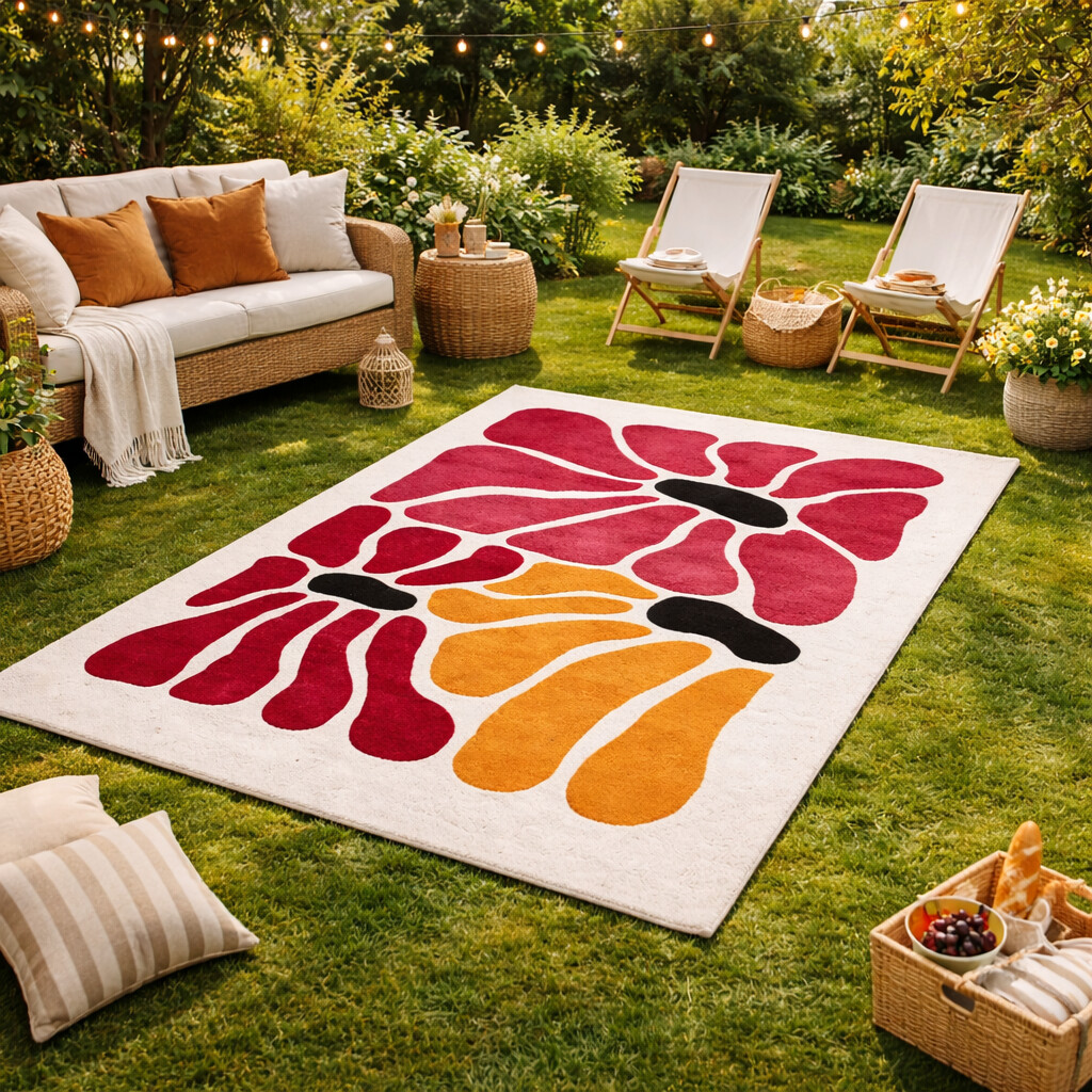 Hand Tufted Flower Wool Rug 5x7 5x8 6x8 6x9 Living Room Bedroom Tufte