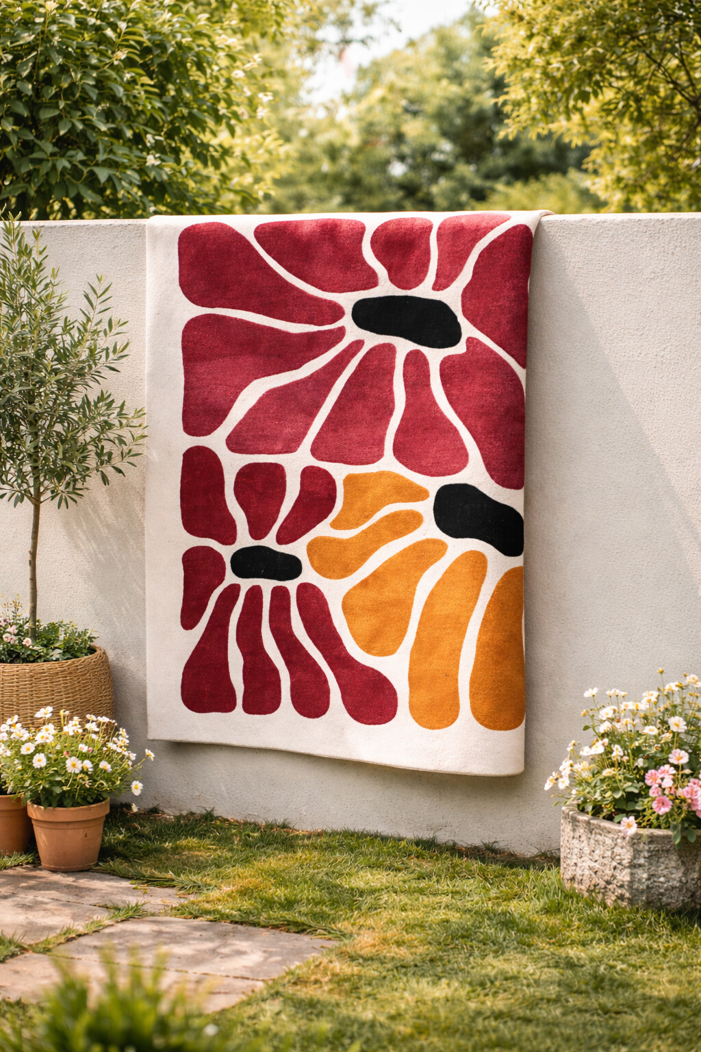 Hand Tufted Flower Wool Rug 5x7 5x8 6x8 6x9 Living Room Bedroom Tufte