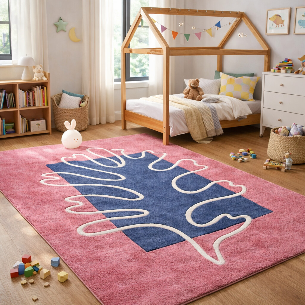 Hand Tufted Pink Blue Rug 4x6 5x7 5x8 6x8 Wool Area Rug Living Room Bedroom