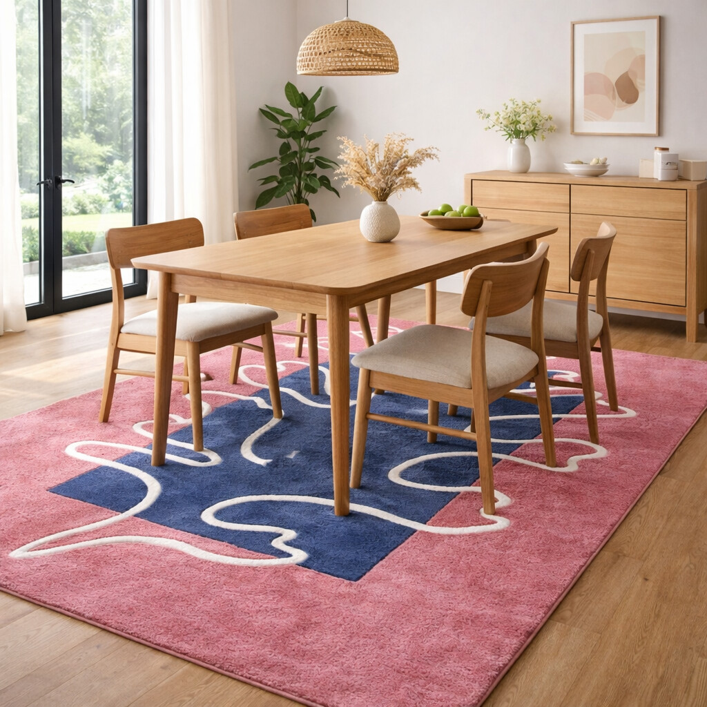 Hand Tufted Pink Blue Rug 4x6 5x7 5x8 6x8 Wool Area Rug Living Room Bedroom