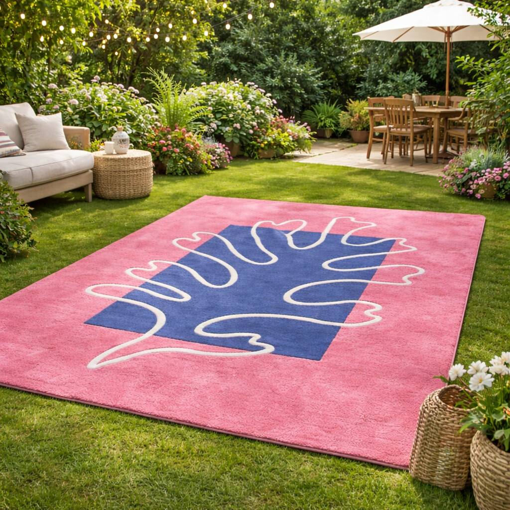 Hand Tufted Pink Blue Rug 4x6 5x7 5x8 6x8 Wool Area Rug Living Room Bedroom