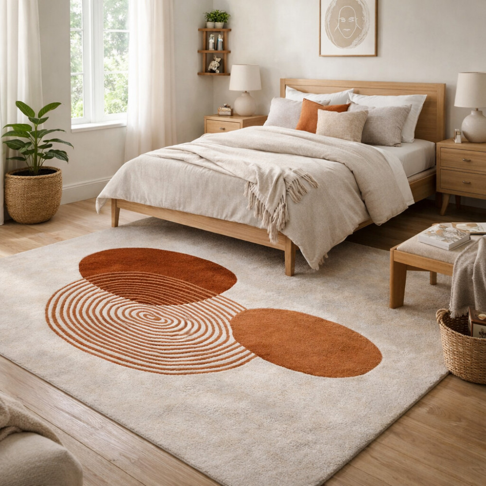 Image of Hand Tufted, Wool Area Rug, Bedroom, 8x10, 8x11, 9x10, 9x12, White Rug, Living Room