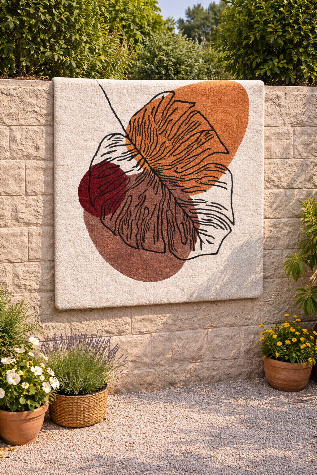 Hand Tufted Rug Abstract Leaf Design