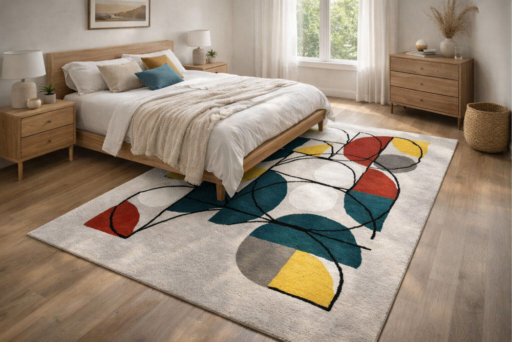 Image of Area rug 10x10 | White wool | 10x13, 11x12, 11x13, 12x15 | Hallway, Kids, Living, room | Tufted carpet