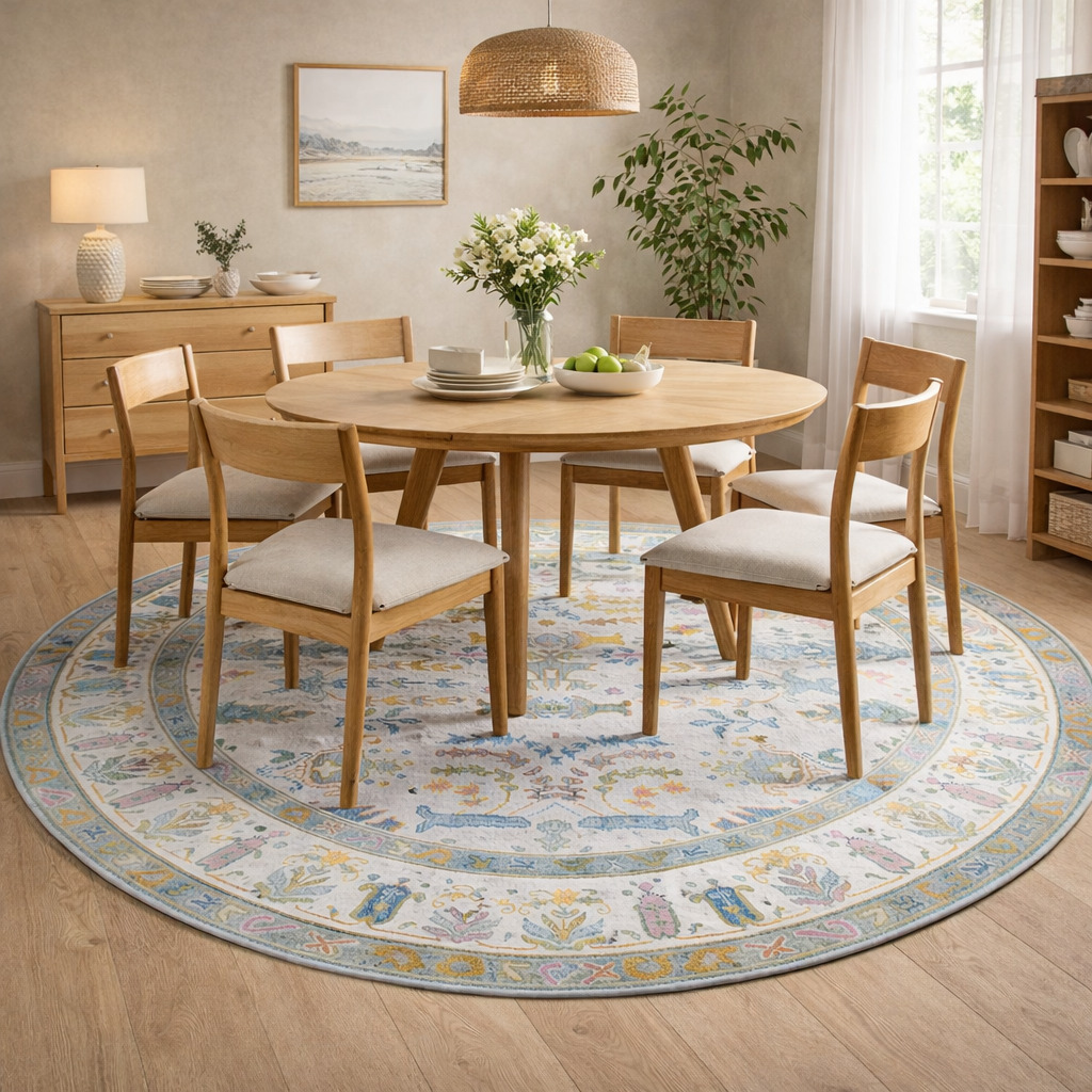 Hand Knitted Oushak Knotted Rugs Round Woolen Area Carpet for Living Room and Bedroom 8x8 9x9 10x10 11x11