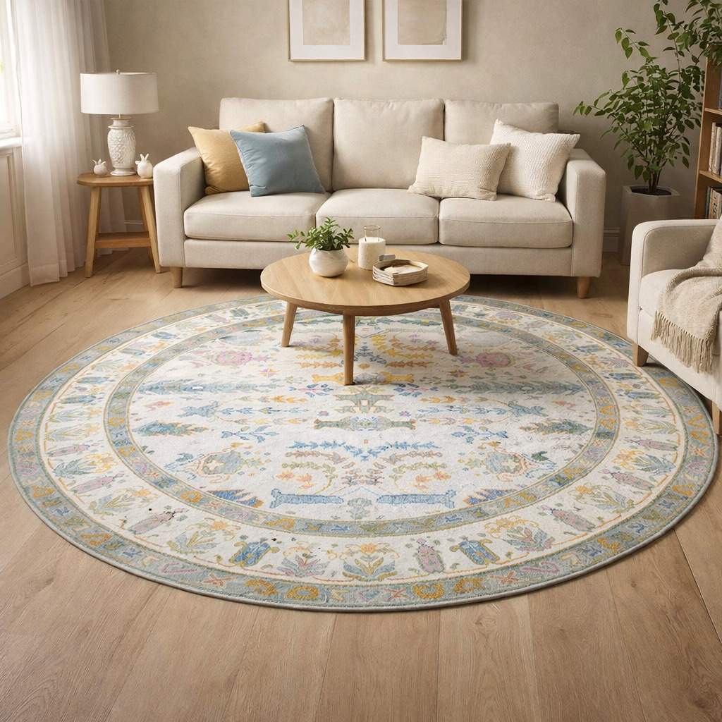 Hand Knitted Oushak Knotted Rugs Round Woolen Area Carpet for Living Room and Bedroom 8x8 9x9 10x10 11x11