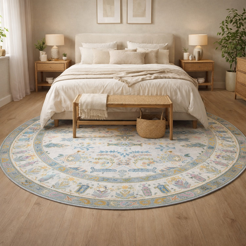 Hand Knitted Oushak Knotted Rugs Round Woolen Area Carpet for Living Room and Bedroom 8x8 9x9 10x10 11x11