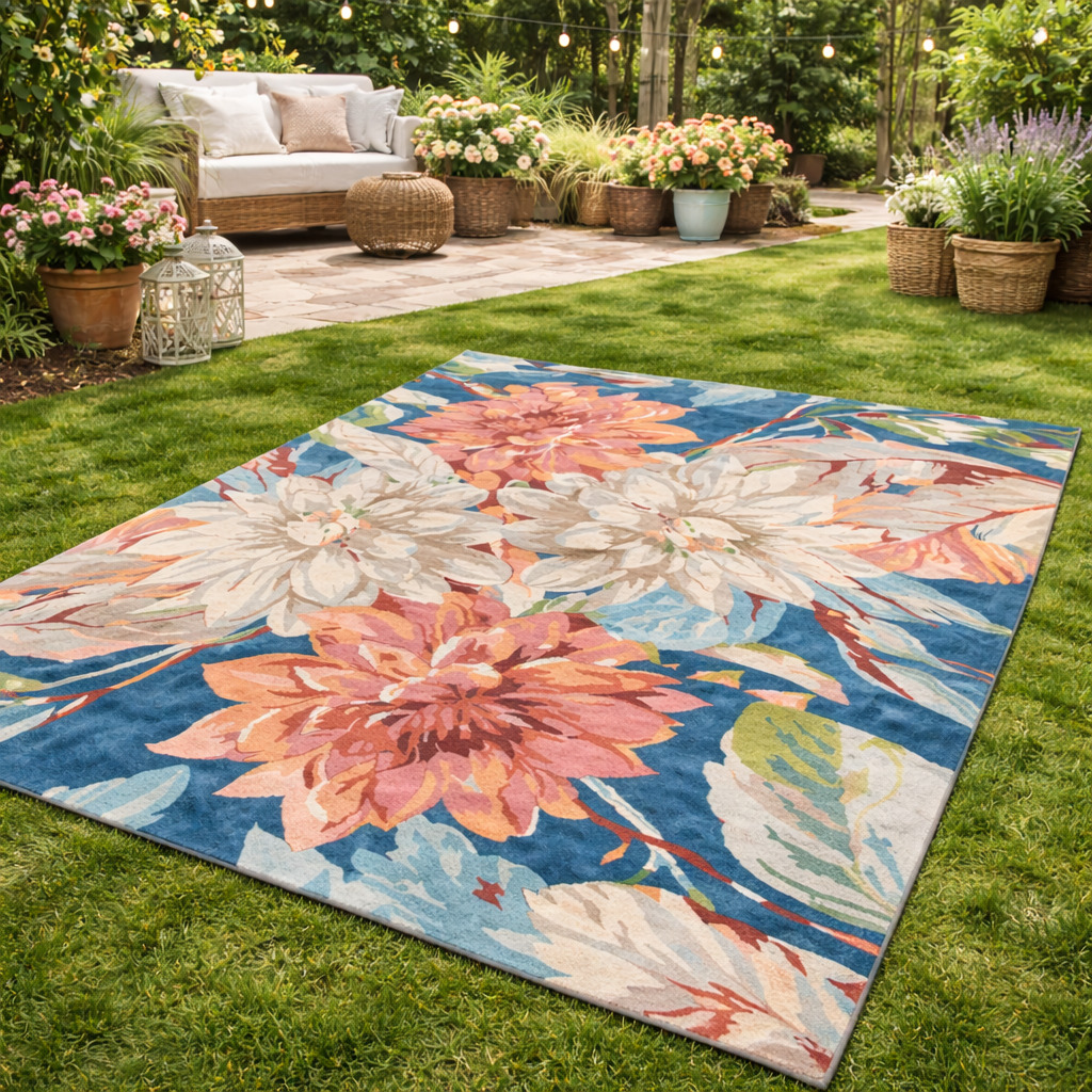 Hand Tufted Floral Wool Area Rug Multi Color 5x7 6x9 7x10 8x10 9x12 Sizes Dining Room Living Room Bedroom or Hallway