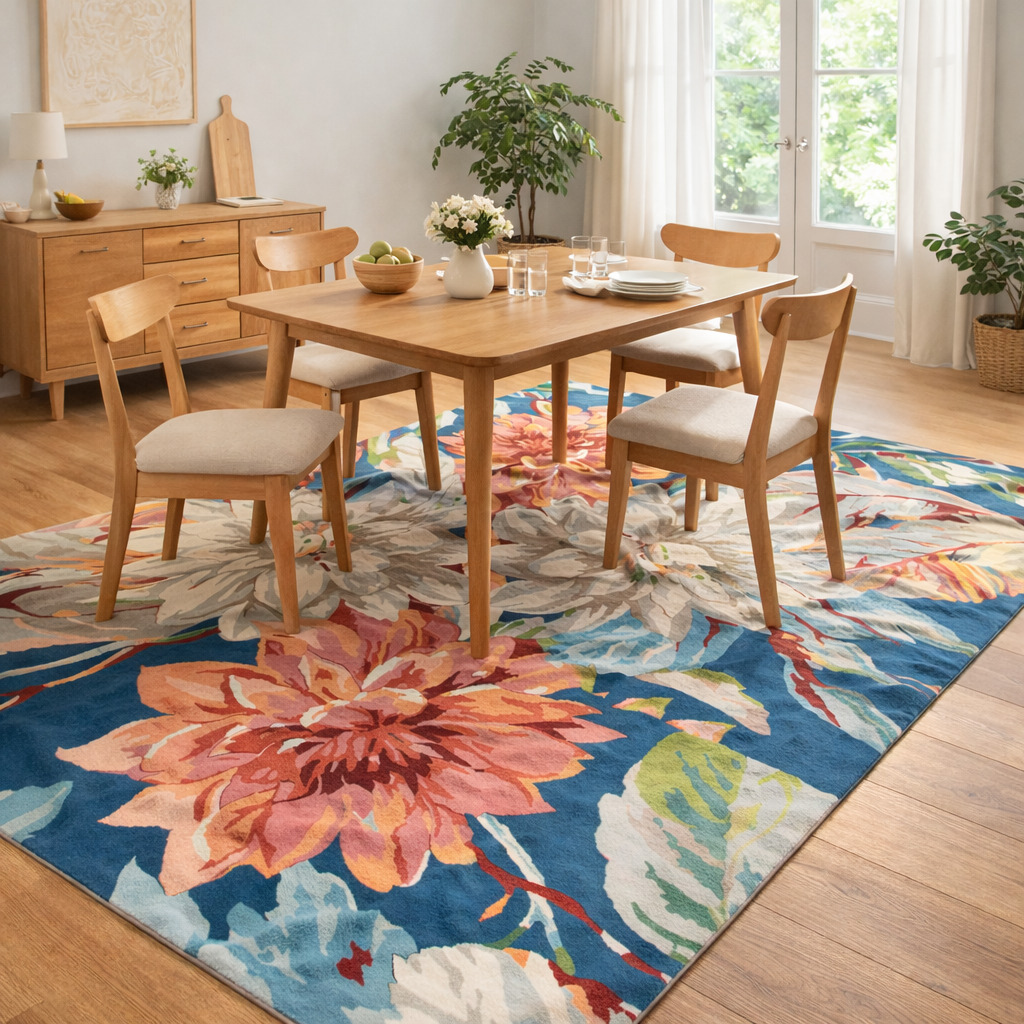 Hand Tufted Floral Wool Area Rug Multi Color 5x7 6x9 7x10 8x10 9x12 Sizes Dining Room Living Room Bedroom or Hallway