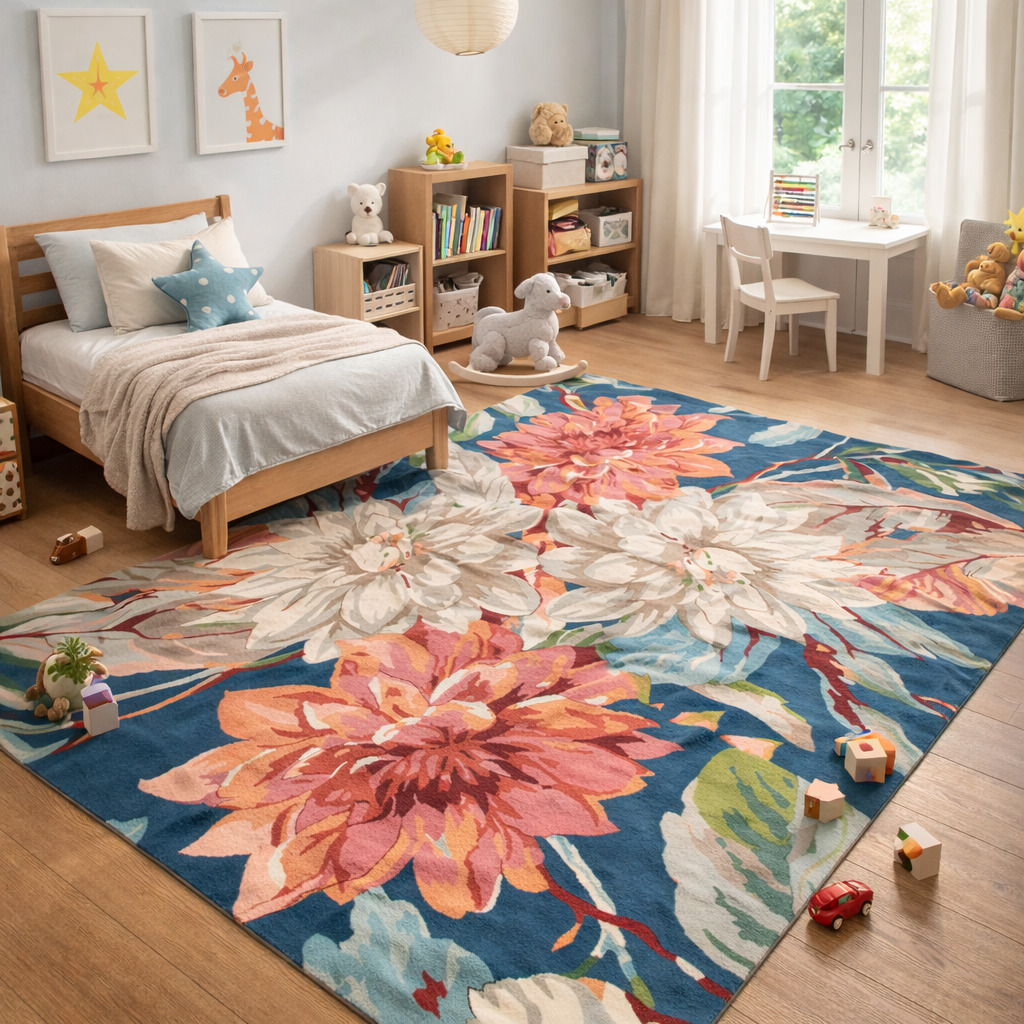 Hand Tufted Floral Wool Area Rug Multi Color 5x7 6x9 7x10 8x10 9x12 Sizes Dining Room Living Room Bedroom or Hallway