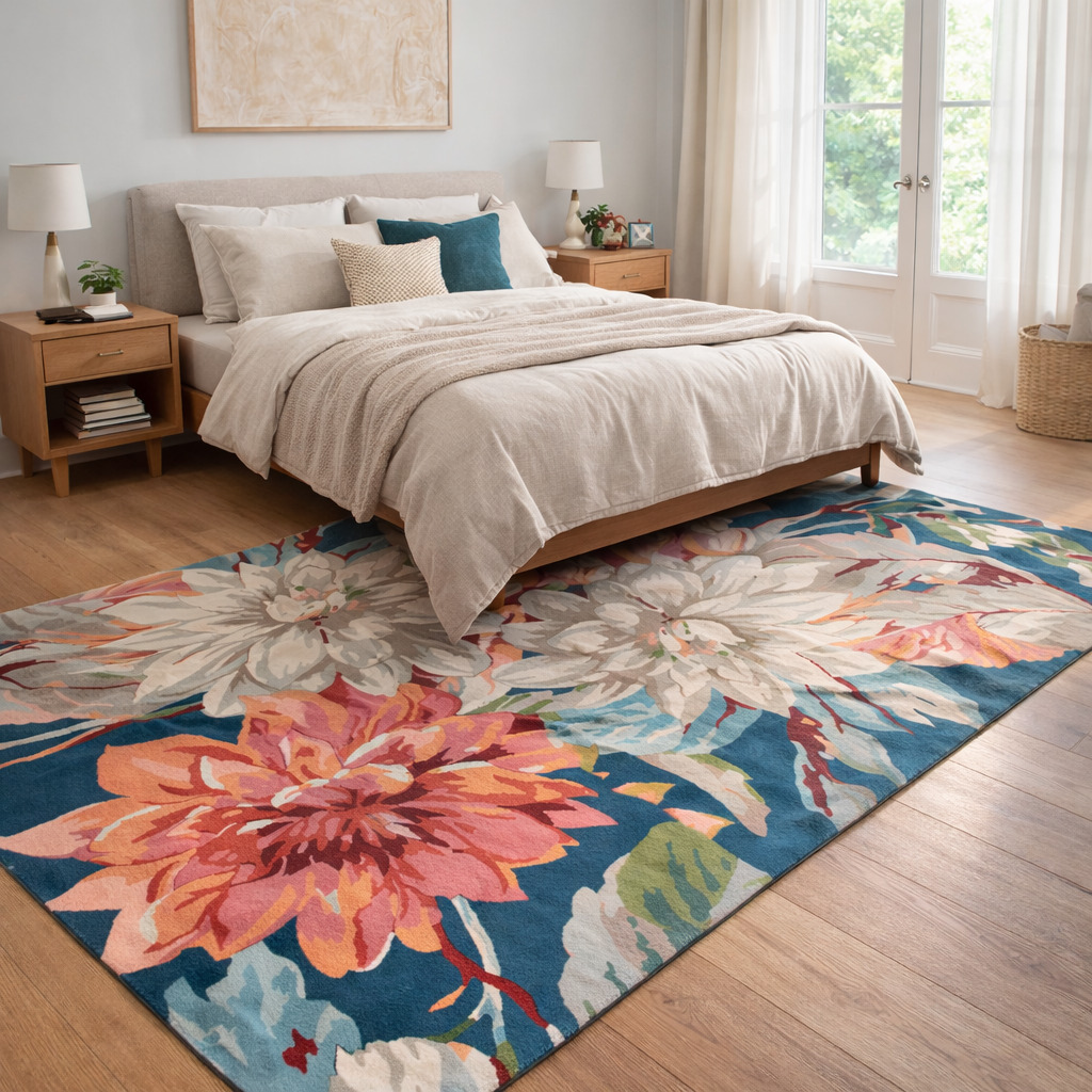 Hand Tufted Floral Wool Area Rug Multi Color 5x7 6x9 7x10 8x10 9x12 Sizes Dining Room Living Room Bedroom or Hallway