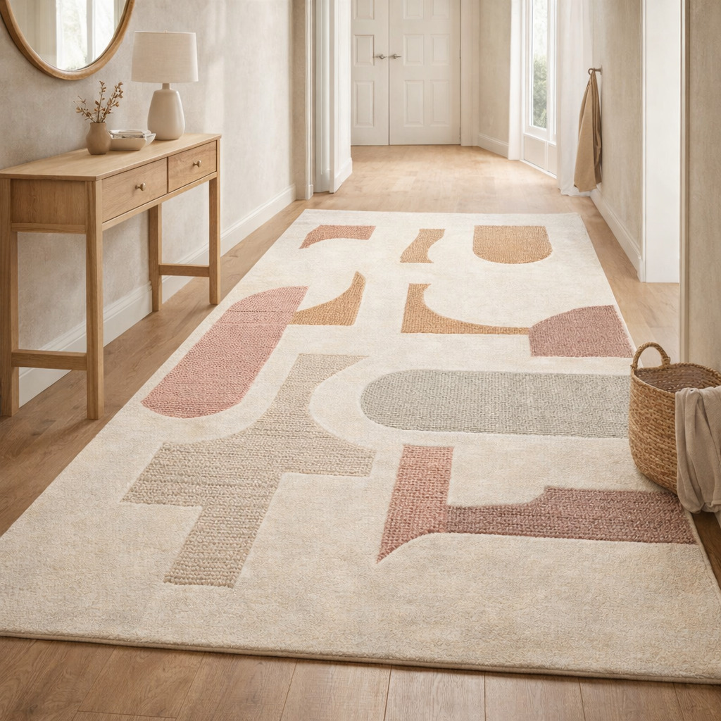Multi Color Tufted Wool Area Rug  5x7 5x9 6x9 7x9 8x9 Sizes for Living Room Bedroom Dining Room  Hallway