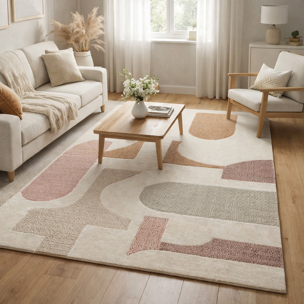 Multi Color Tufted Wool Area Rug  5x7 5x9 6x9 7x9 8x9 Sizes for Living Room Bedroom Dining Room  Hallway