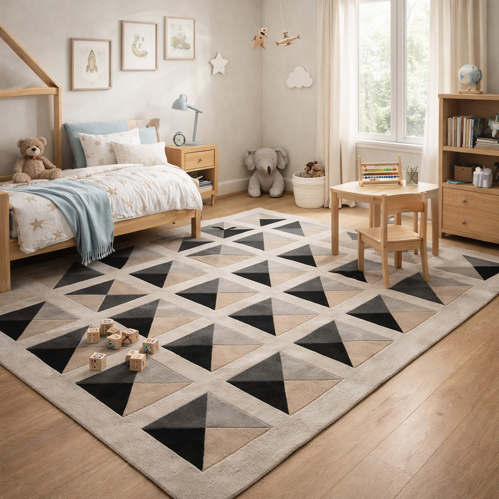 Tufted carpet  5x8 6x9 7x10 8x11  Handmade  Ivory area rugs  Bed Kids Living room  Geometric rug