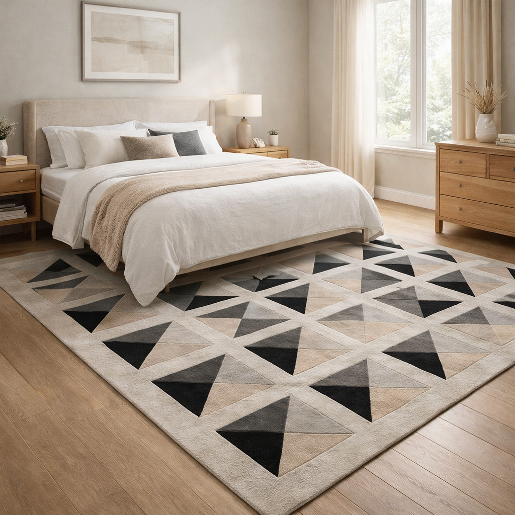 Tufted carpet  5x8 6x9 7x10 8x11  Handmade  Ivory area rugs  Bed Kids Living room  Geometric rug