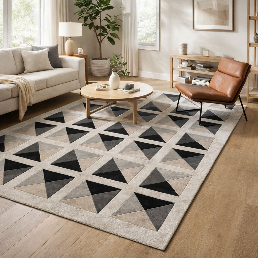 Tufted carpet  5x8 6x9 7x10 8x11  Handmade  Ivory area rugs  Bed Kids Living room  Geometric rug