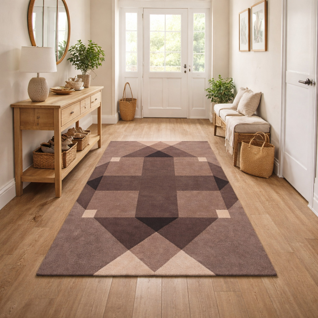 Grey Rectangle  Modern Tufted Area Rug for Bedroom and Living Space