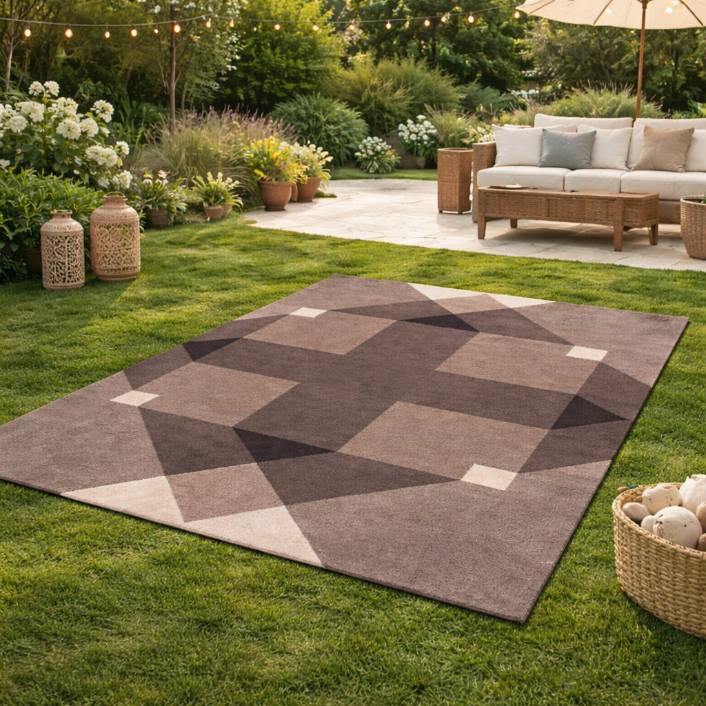 Grey Rectangle  Modern Tufted Area Rug for Bedroom and Living Space