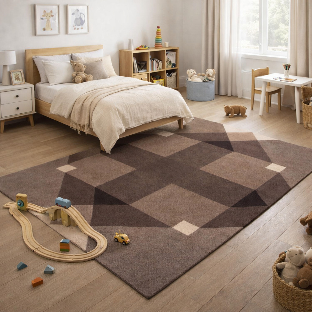 Grey Rectangle  Modern Tufted Area Rug for Bedroom and Living Space