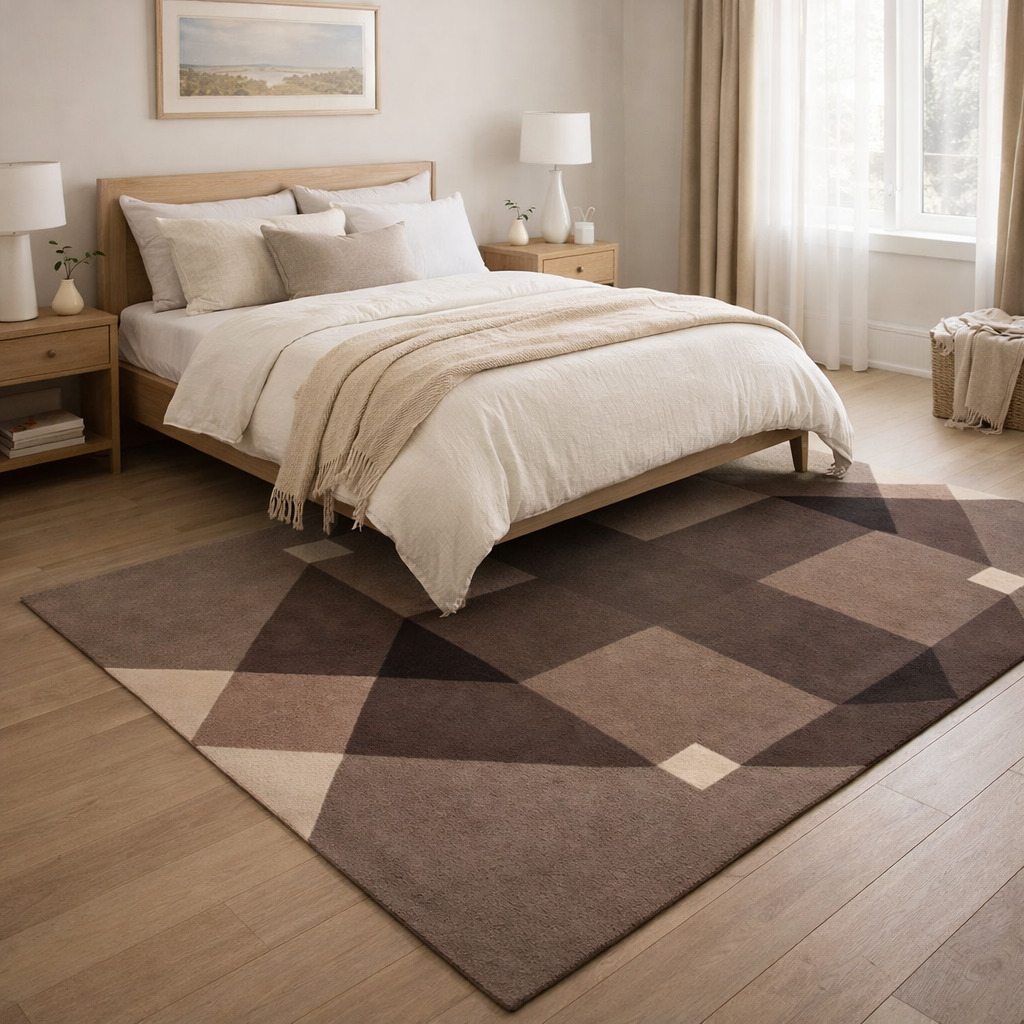 Grey Rectangle  Modern Tufted Area Rug for Bedroom and Living Space