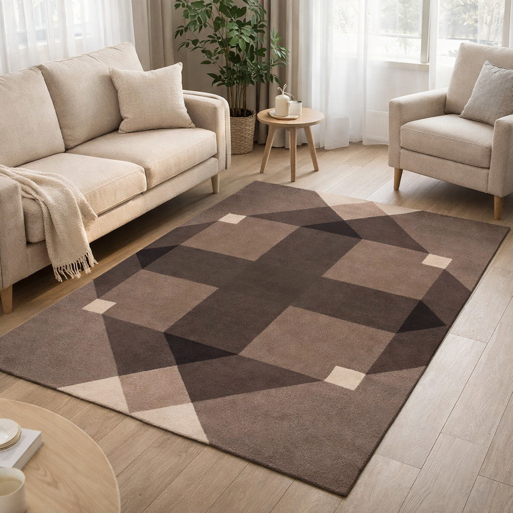 Grey Rectangle  Modern Tufted Area Rug for Bedroom and Living Space