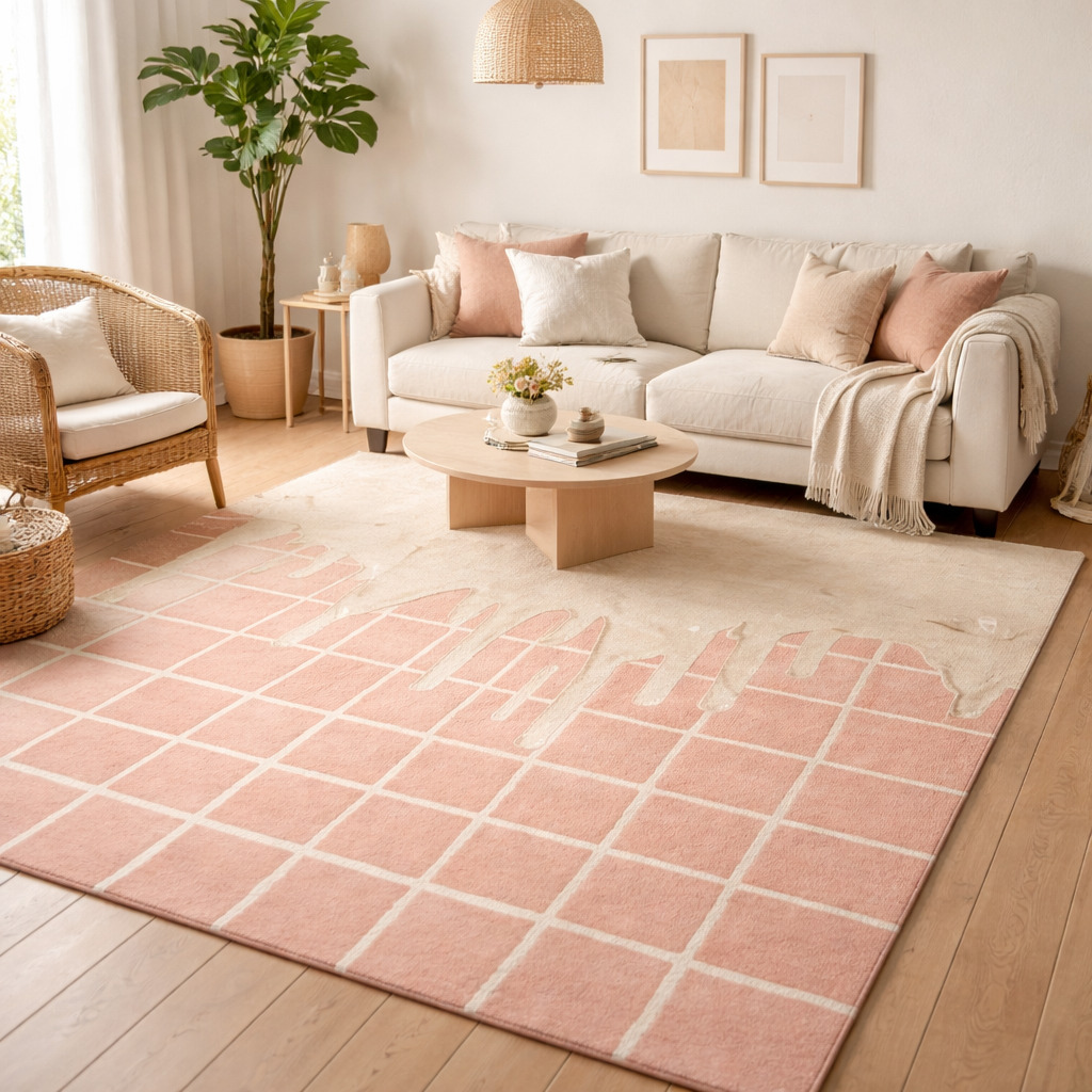 Hand Tufted Rectangle  Wool Rug 5x7 6x9 7x10 8x13 9x13 Pink Dining Room Living Room Hallway Kitchen Bedroom Dcor