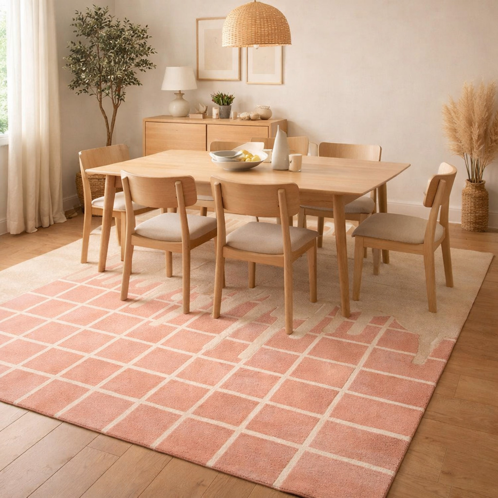 Hand Tufted Rectangle  Wool Rug 5x7 6x9 7x10 8x13 9x13 Pink Dining Room Living Room Hallway Kitchen Bedroom Dcor