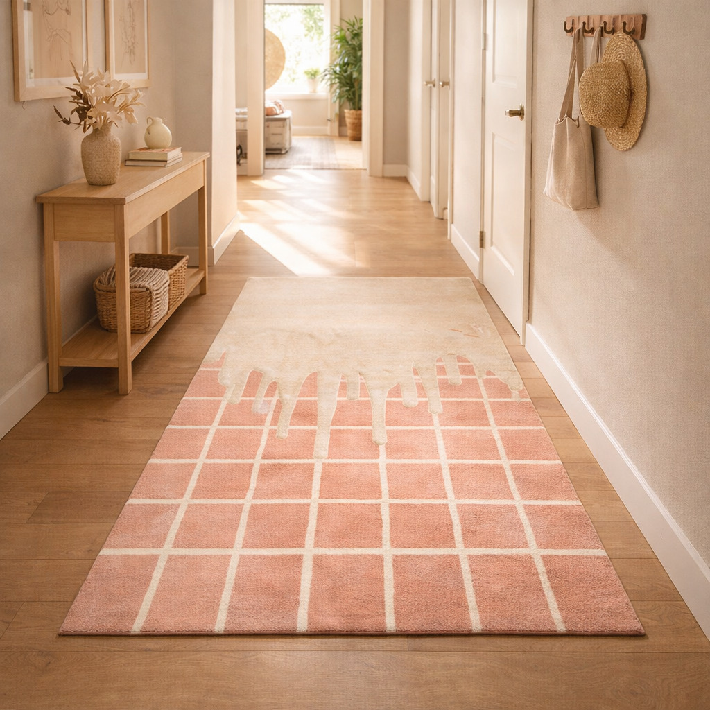 Hand Tufted Rectangle  Wool Rug 5x7 6x9 7x10 8x13 9x13 Pink Dining Room Living Room Hallway Kitchen Bedroom Dcor