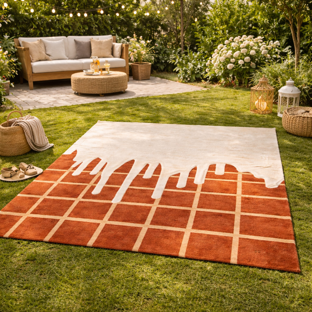 Hand Tufted Rectangle Wool Brown  Cream Rugs for Dining Room Kitchen Bedroom Hallway Living Room Available in 5x5 6x6 8x8 9x9 Sizes