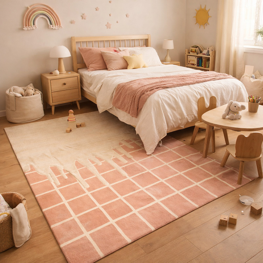 Hand Tufted Rectangle  Wool Rug 5x7 6x9 7x10 8x13 9x13 Pink Dining Room Living Room Hallway Kitchen Bedroom Dcor