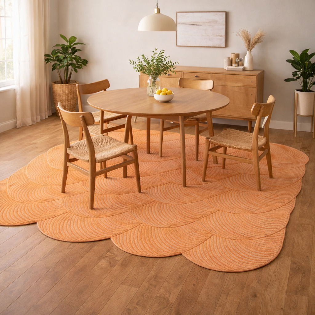 Hand Tufted Rectangle 5x5 6x6 7x7 9x9 11x1 Wool Area Rug Spiral Orange Dining Room Living Room Bedroom Hallway