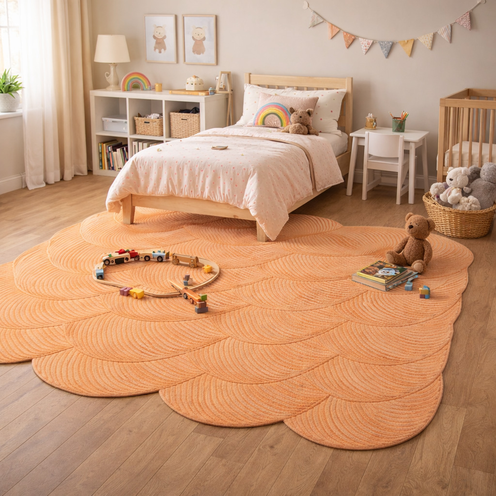 Hand Tufted Rectangle 5x5 6x6 7x7 9x9 11x1 Wool Area Rug Spiral Orange Dining Room Living Room Bedroom Hallway
