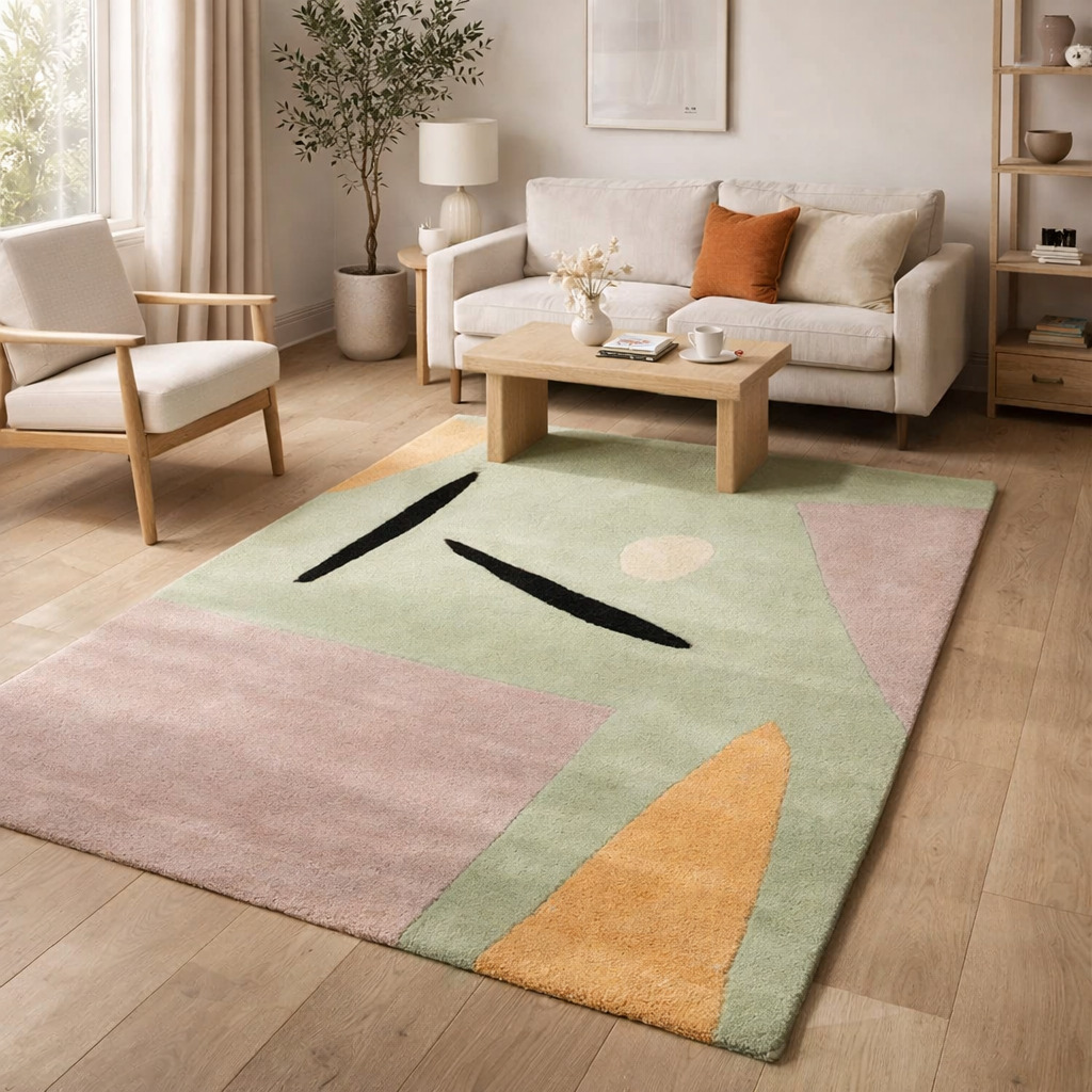 Hand-tufted Rugs  Light Green Rug for Bedroom and Living Space