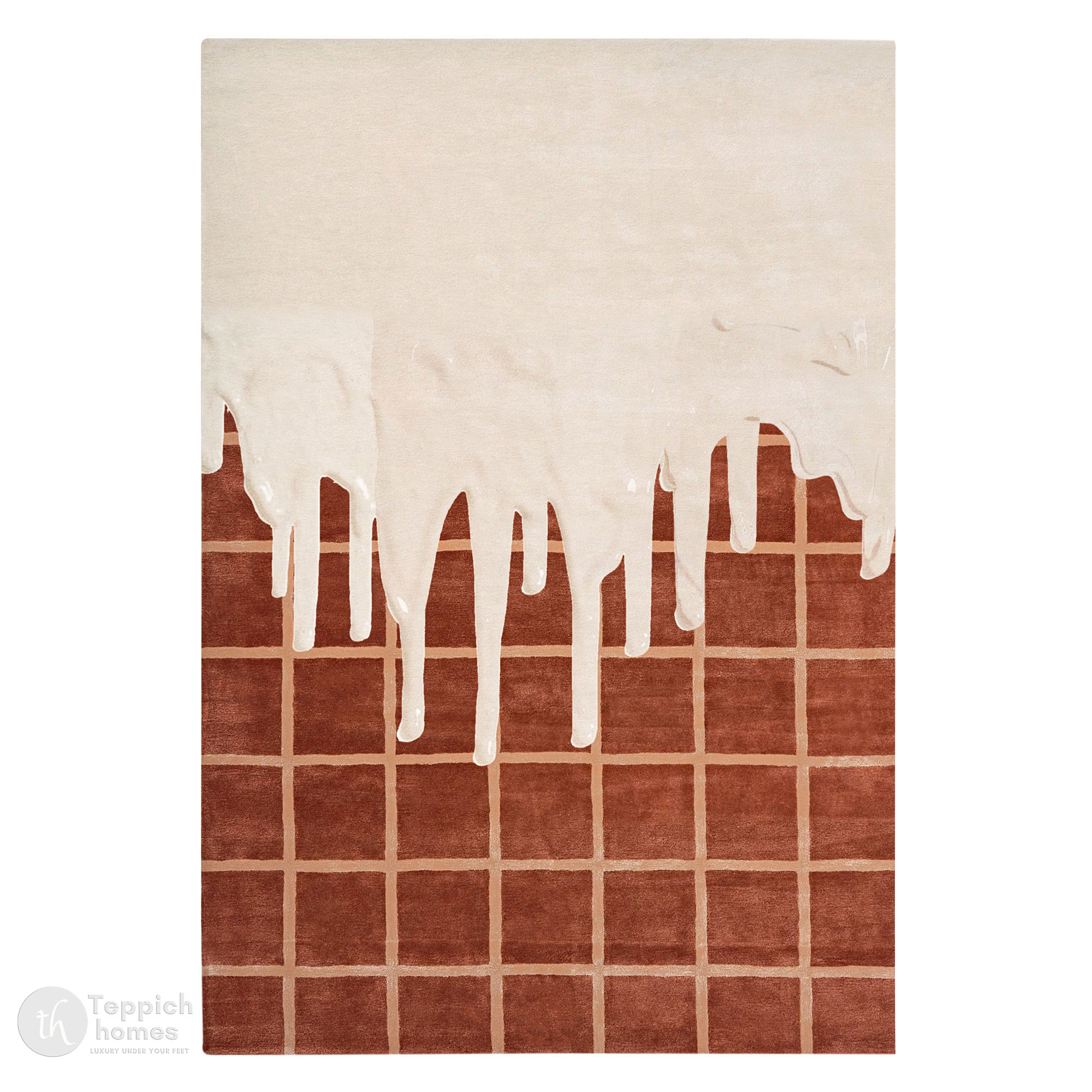 Hand Tufted Rectangle Wool Brown  Cream Rugs for Dining Room Kitchen Bedroom Hallway Living Room Available in 5x5 6x6 8x8 9x9 Sizes