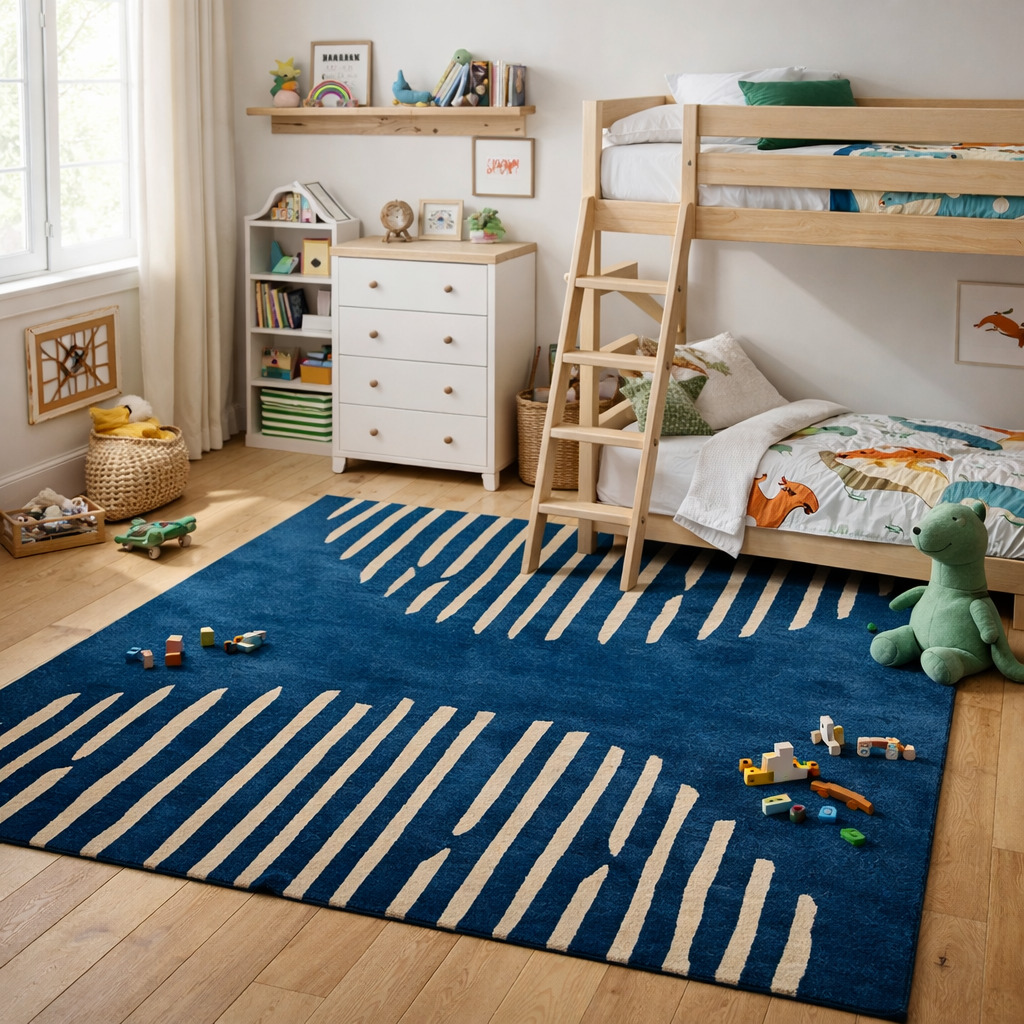 Tufted Carpet Rug Blue Wool Rectangle Bedroom Living Room Dining Room or Hallway Available in 6x8 7x10 8x11 9x12 Sizes