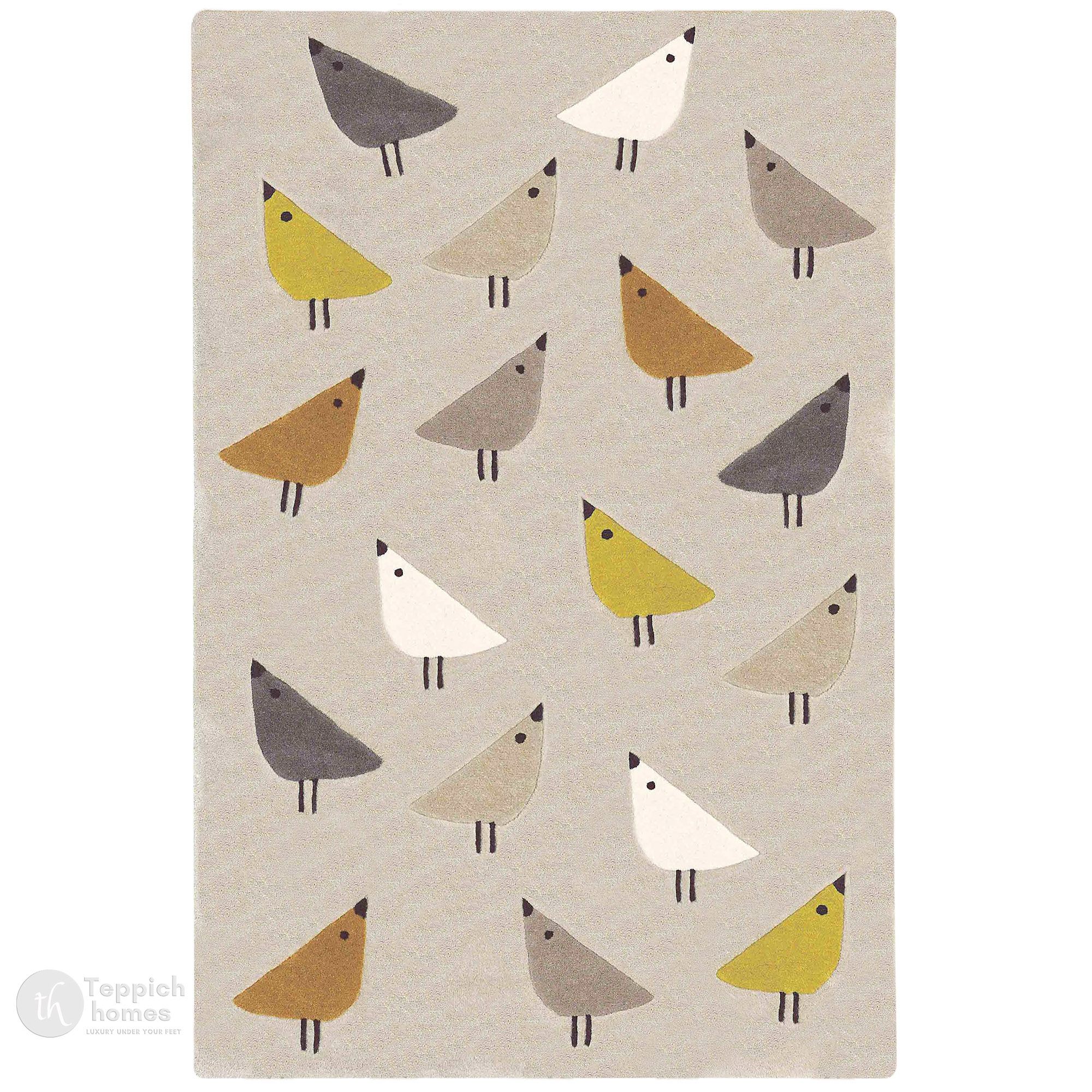Tufted Geometric Bird Pattern Rug 5x7 6x9 8x11  9x12 Dining Room Living Room Bedroom Beige