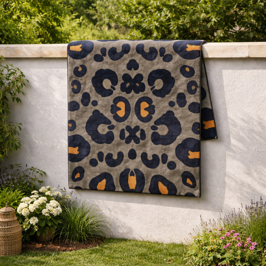 Hand Tufted Leopard Black  Gold Wool Rug Rectangle 5x6 5x8 8x11 11x13 Hallway Living Room Bedroom Dining Room