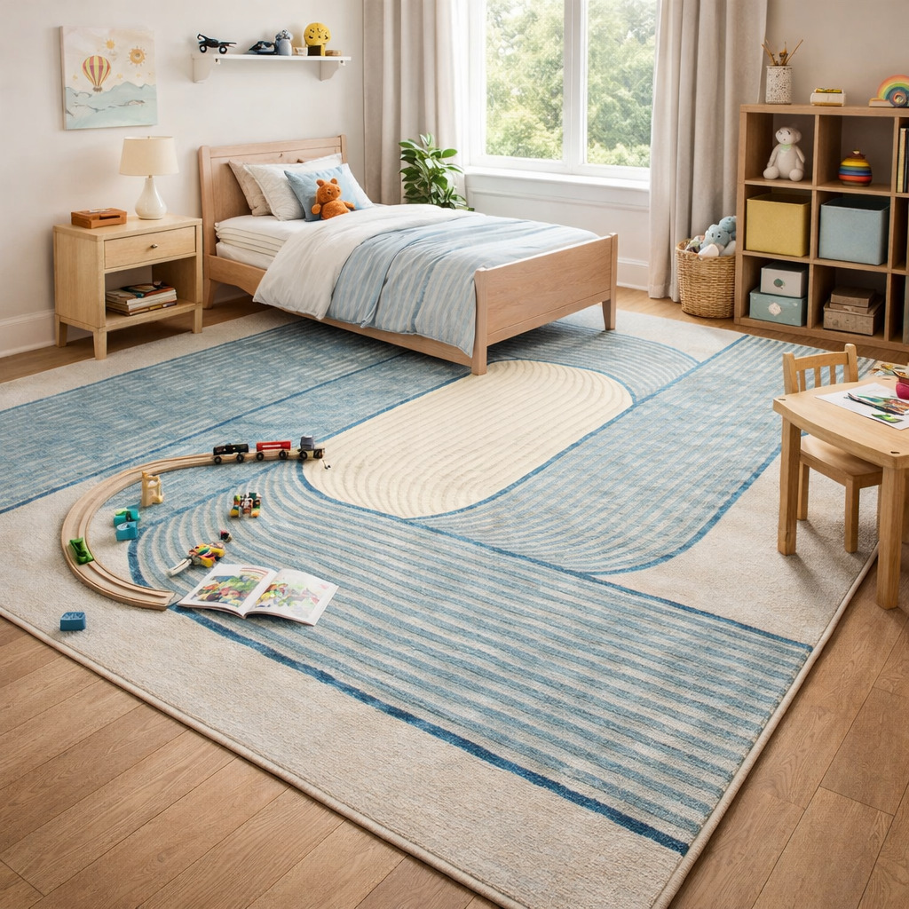 Hand Tufted Wool Rug Natural Blue  Grey 6x9 7x9 9x11 12x16 Rectangle Dining Room Hallway Bedroom Living Room