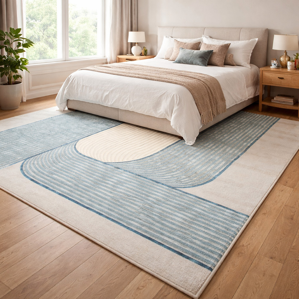 Hand Tufted Wool Rug Natural Blue  Grey 6x9 7x9 9x11 12x16 Rectangle Dining Room Hallway Bedroom Living Room